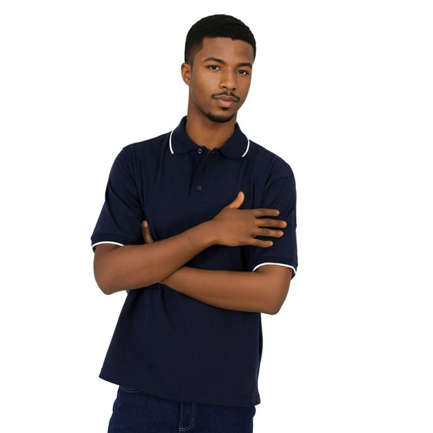 Picture of Pencil Stripe Golfer - Navy/white